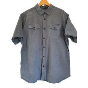 Eddie Bauer Mens XL Blue Gray Short Sleeve Button Up‎ Shirt Classic Fit Cotton